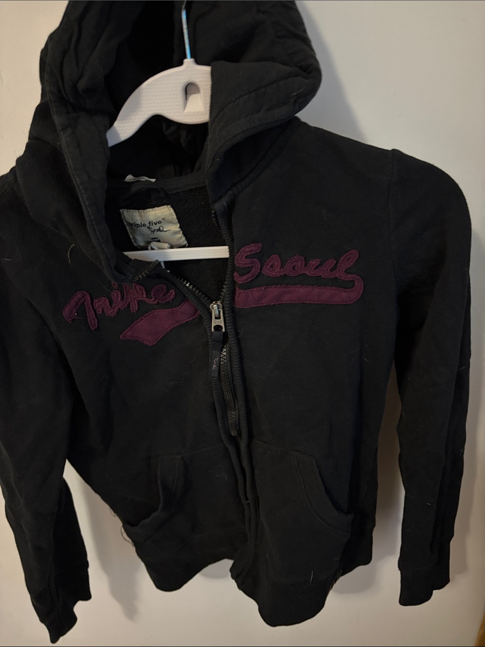 Triple Five Soul Black Hoodie with Purple Script